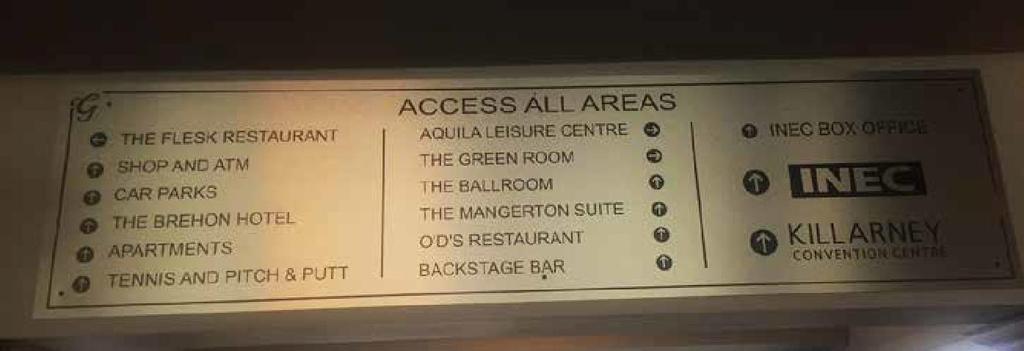 Signage Corridors and access routes There is step-free access throughout the hotel with the exception of the Backstage Bar, O.