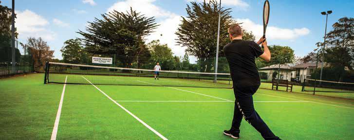 Pitch & Putt Tennis 2 Savanah surface tennis courts. The court is 78 feet (23.77 metres) long. Its width is 27 feet (8.