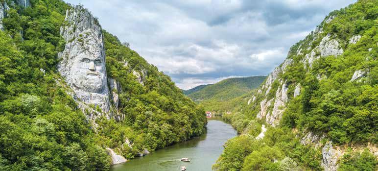 Decebal's Head sculpted in rock, Iron Gates Gorge Join us aboard the wonderful MS Royal Crown as we journey from the grand city of Budapest in Hungary to Romania s bustling capital, Bucharest.