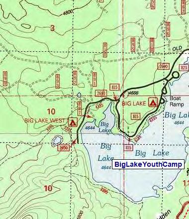 parking area. Accessible to Big Lake Youth Camp via FR 811, then FR 815 (0.9 miles).