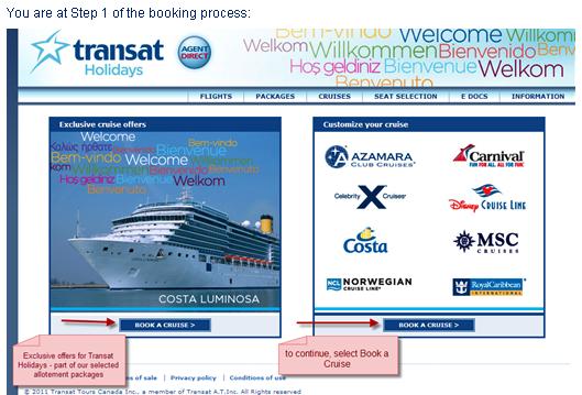 . CRUISE RESERVATION SYSTEM Once logged in to the site,