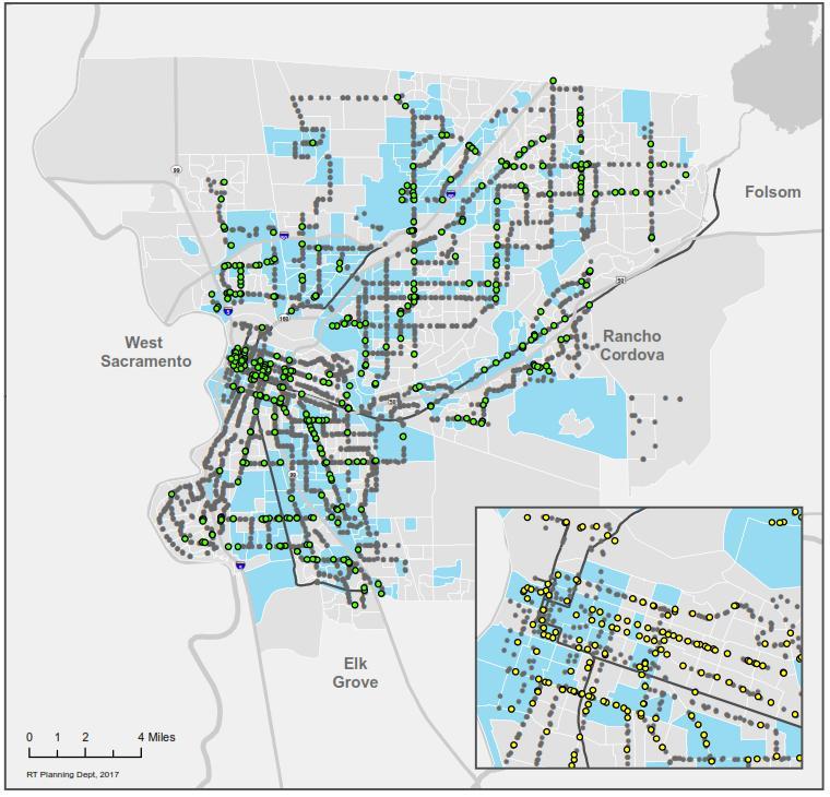 Transit Amenity Distribution Low Income Census Tracts - Bus Shelters Title VI does not require amenity analysis for lowincome populations. 3,39 stops in RT service area. 15 percent have shelters.