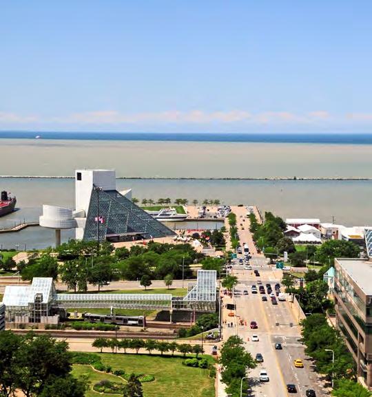 SCENIC VIEWS OF DOWNTOWN AND LAKE ERIE ROCK & ROLL HALL