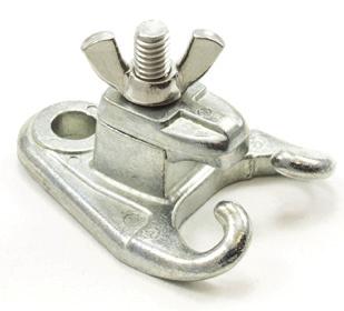 pipe 25 Awning Hardware Head Rod Clamp Zinc Die Cast A fixture designed for attaching the head rod of an awning to various building surfaces, as well as providing hooks for hanging awning pulleys.