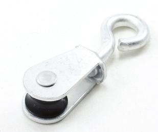 157500 Item # Style # Rope Diameter Awning Hardware Swivel Eye Pulley Stamped Stamped aluminum with an aluminum pin.