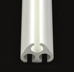 284246 Item # Style # Height Length Material Standard 284246 501354800 3/4" 1" Type 316 Width 1 3/4" Track Three Channel PVC This white PVC Three Channel Track is designed to extend double track
