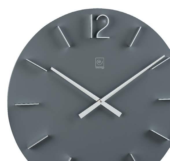 wall clock with anodized aluminium hours - (D) Grigio /