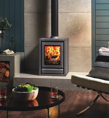 RIVA F40 FREESTANDING HIGH EFFICIENCY UP TO 81% Incorporating all the latest firebox technology of the Riva 40 Cassette, the Riva F40 Freestanding is a compact stove offering stylish lines and