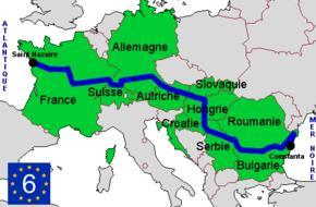 The route follows the course of the three major European rivers: Loire, Rhine and Danube.