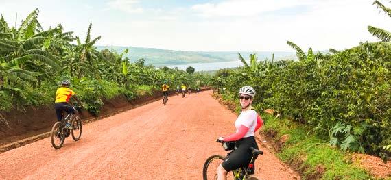 ON THE MOVE THE CYCLING & WALKING BIKES & E-BIKES A FLEXIBLE APPROACH The cycling in Rwanda consists of mostly wide red dirt and volcanic roads, with some tarmac sections.