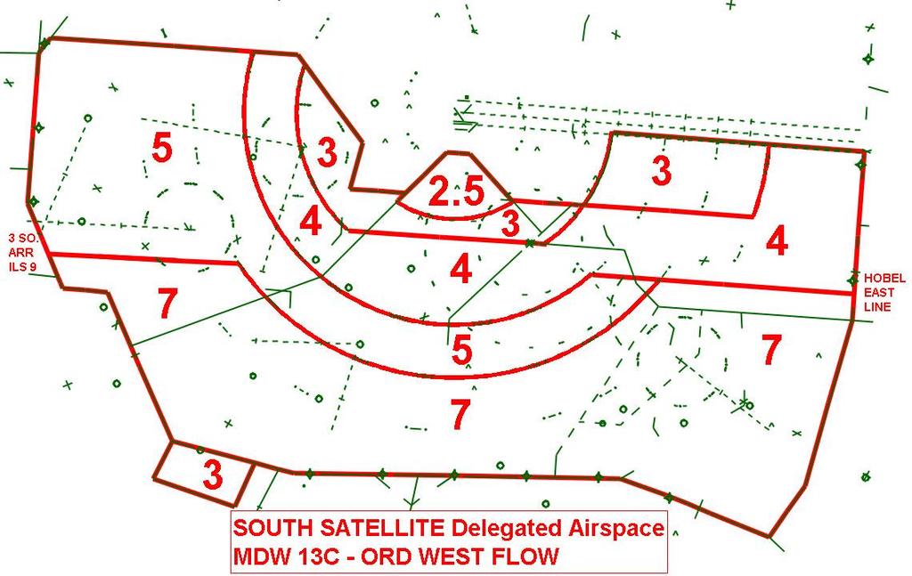 b.) South Satellite airspace Utilizing MDW