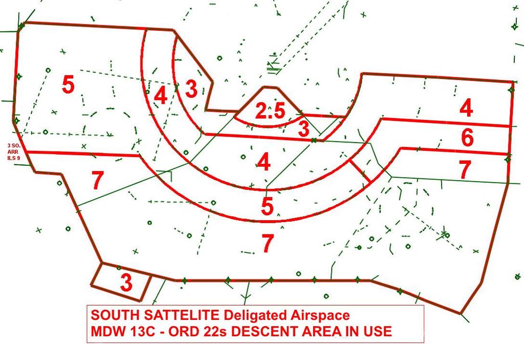 b.) South Satellite Sector Boundaries Utilizing MDW 13C
