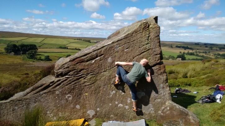 Ben & Adam Brown on Bilberry Bill Worker 5 * Up off thin crimp just right and left of the cleaned holds Ben