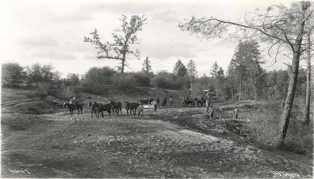 PHOTO COURTESY OF CALTRANS This photo dated 1914 shows grading in progress on Bass Lake Road.