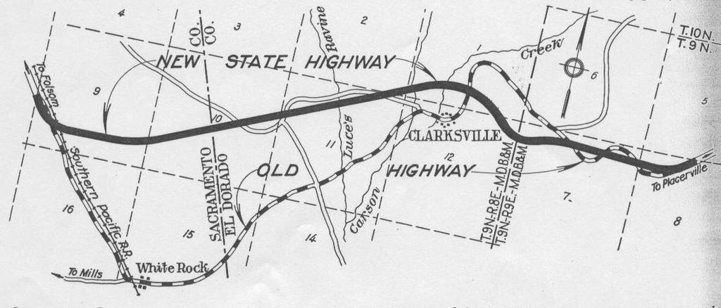 California Highways and Public Works April 1940 The section of highway from White Rock to the Sacramento Co. line was completed in 1915, while the section in El Dorado Co. was completed in 1920.