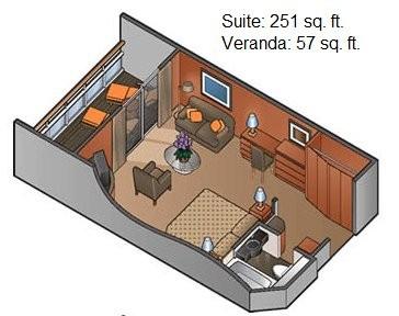 2C Deluxe Stateroom 2B Stateroom: 170 sq. ft.
