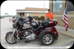 The Flag remained overnight at Waukon Harley and on Friday the 4 th at 4:00 PM ten bikes and 15 riders left with it headed for Madison.