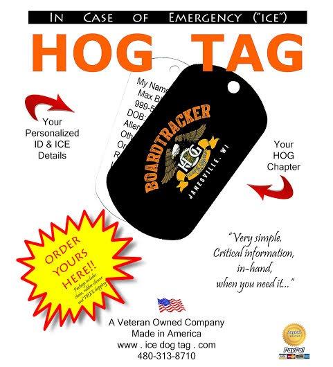 HOG members We are offering a potentially lifesaving little item exclusively for you! The I.C.E. (In Case of Emergency) HOG tag.