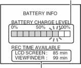 Prikaz će trajati oko 7 sekundi. Informacije o bateriji će ostati prikazane do 20 sekundi pritisnete li ponovno tipku DISP/BATT INFO tijekom prikaza.