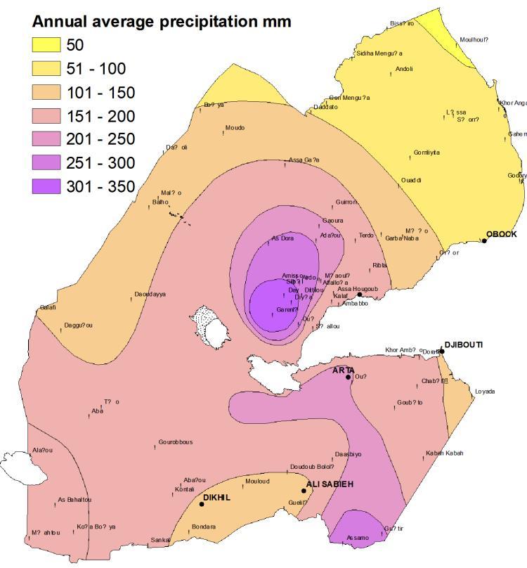 Climatological conditions Précipitation (mm) The Republic of Djibouti is characterized by arid to semiarid climate.