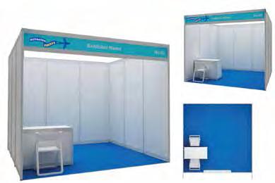 Booth Options Standard Shell (3x3m) EUR 500 Standard Shell (4x4m) EUR 700 Raw Space EUR 45 / sqm Shell Booth Paneling: High background and side drapes with Exhibitor s name in English (max.