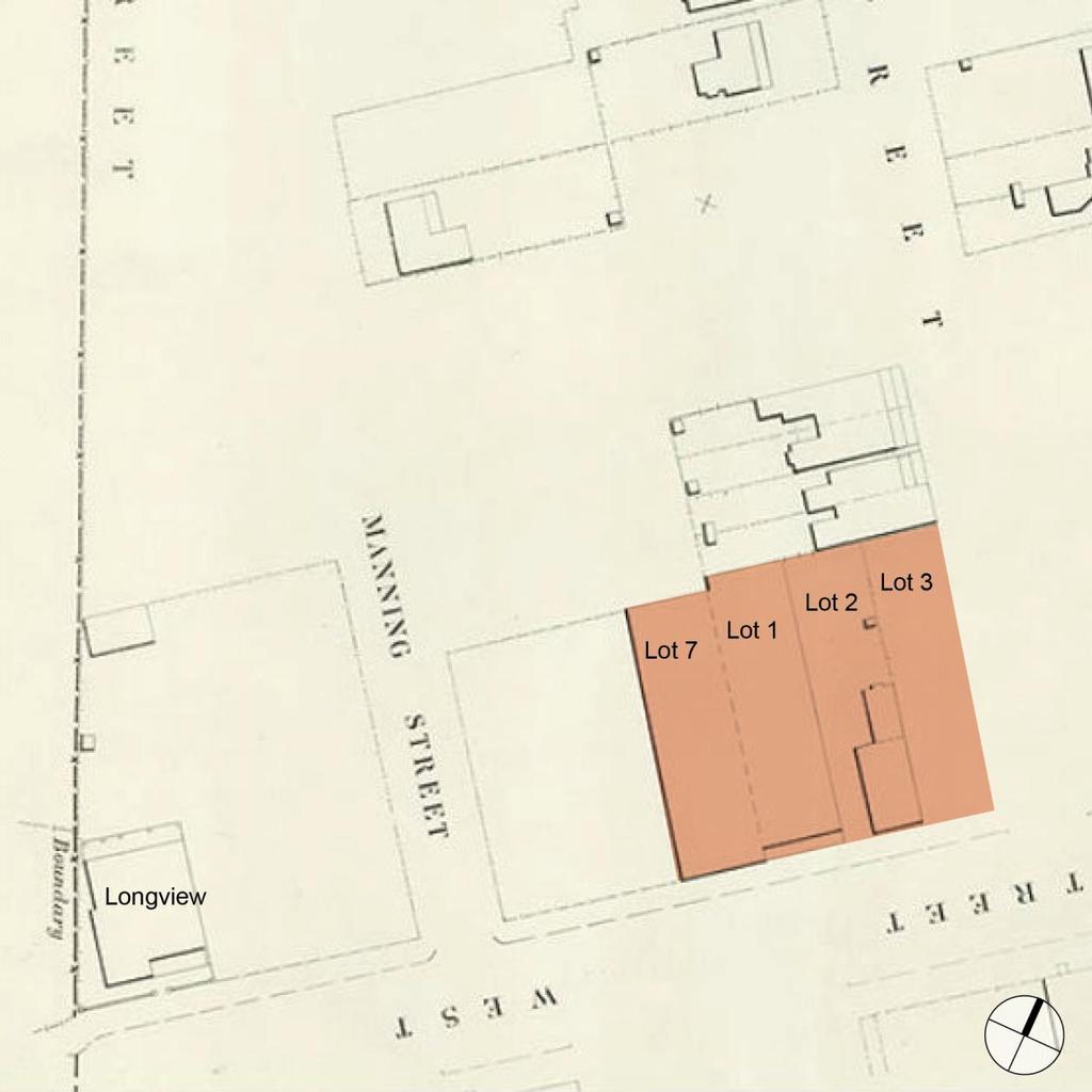 Figure 2.5 1890 Met Detail Series Plan Balmain Sheet 64. Subject site shaded and Longview House labelled.