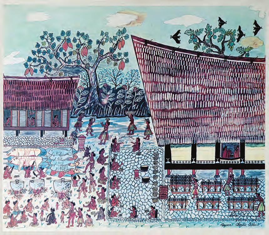 Palau Preparation for a Feast (signed) Reuer Charlie Gibbons Fig. 55 Ink, water color on paper Palau, c. 1982 The Republic of Palau is a small island nation east of the Philippines.