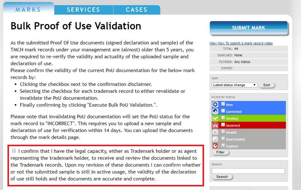The POU revalidation Terms & Conditions: Note that to execute the revalidation process, you will need to