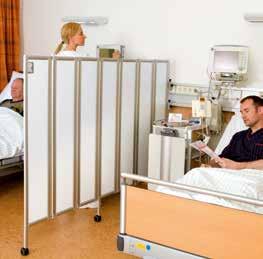 Flexibly usable as a screen or partition in the hospital and care sector, the