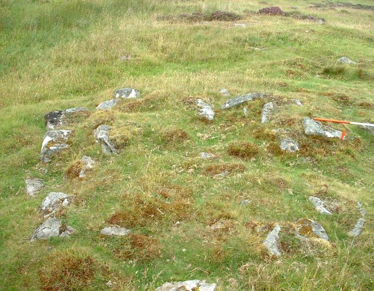 Shieling/Store 15 - NH 40266 47925 This oval stone setting on a small enhanced knoll is on a NE-SW alignment. It measures 3m x 1.5m internally and there is a possible entrance at the SW end.