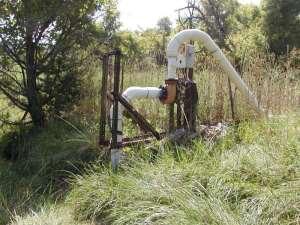 A pump at the river is the point of diversion, which furnishes irrigation water through irrigation pipe to