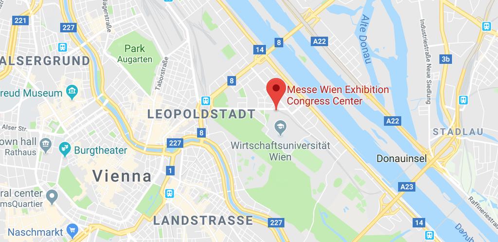 Venue Address: Messeplatz 1, Vienna, Austria Messe Wien Exhibition & Congress Center is centrally located, yet close to Vienna s famous Prater park and around the corner