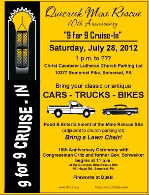AUGUST, 2012 FCCC NEWSLETTER PAGE 3 Up Coming Club Rides July 28 9 for 9 Cruise-In Quecreek Mine Rescue Anniversary 1PM?