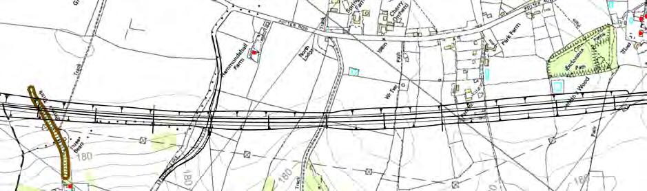 Hunt s Green to South Heath Shallow Cutting Grim s Ditch Shallow Cutting Leather Lane Diversion Cutting parallel to Potter Row now some 7-8m shallower in places only 2m deep.