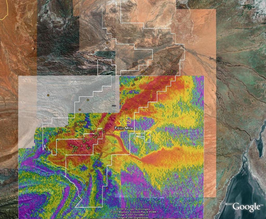 ARKAROOLA JV: Location and Setting Four Mile Beverley Mine Radiometric (U channel) Image One of the most radiogenic regions
