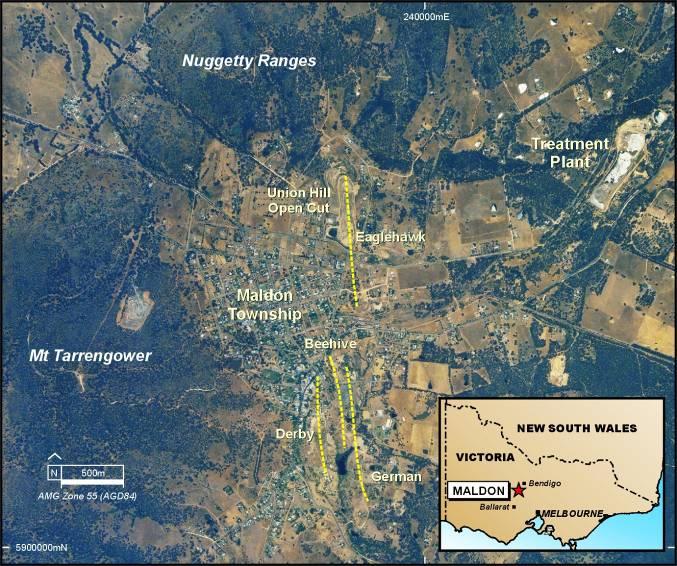 MALDON PROJECT: Gold Strategy: Prove the concept that Maldon can be profitably mined using minimal capital outlay Alliance (100%) 30km SW of Bendigo in