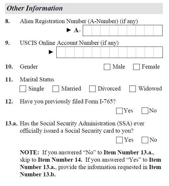 8. Type the USCIS number found on your EAD card for Post-Completion OPT. 9. If you do not have a USCIS Online Account Number, leave this field blank.