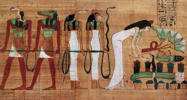 CHAPTER 4 Gods and Goddesses Here you can see some Egyptian gods and goddesses with human bodies and animal heads.