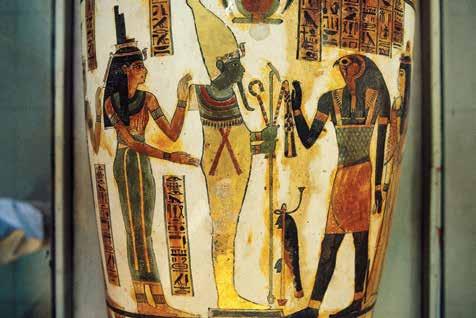 Three of the most powerful Egyptian gods are shown here.