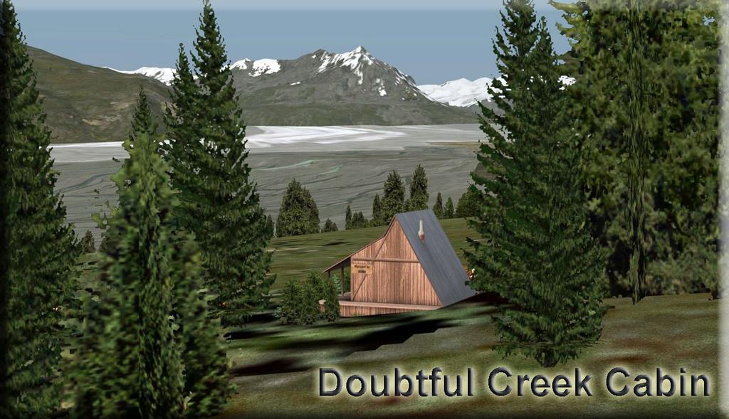 Doubtful Creek Cabin (Map #5) Doubtful Creek Cabin - N61 35.53 W142 26.15 Alt: 2506 Tundra Starting Point N61 35.55 W142 26.15 Heading: 148* A small A-Frame Cabin near Doubtful Creek.