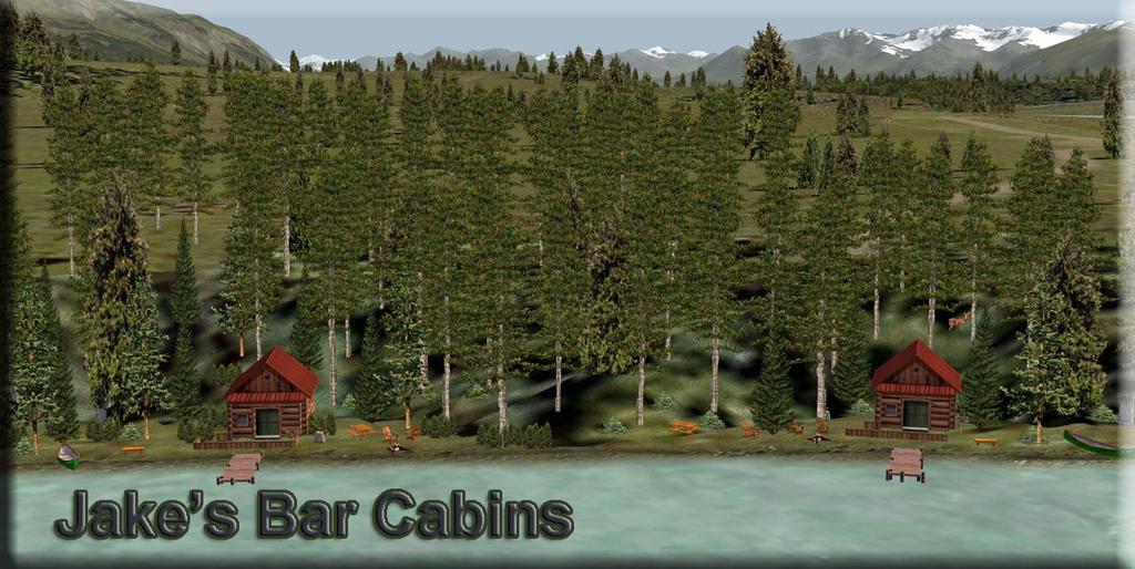 Jake's Bar Cabins (Map #9) Jake's Bar Cabins N61 13.35 W142 53.75 Alt: 1035 Starting Point: N61 13.36 W142 53.76 Heading: 128* Two small single dwelling cabins located near the Jake's Bar Airstrip.