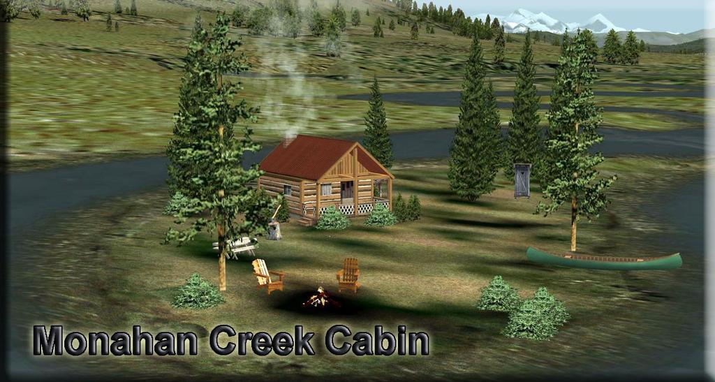 Watch for a long dirt road out across the moraine to the water, the cabin is just off the moraine. This scenery is included in the Eastern Glaciers Scenery Additions package.