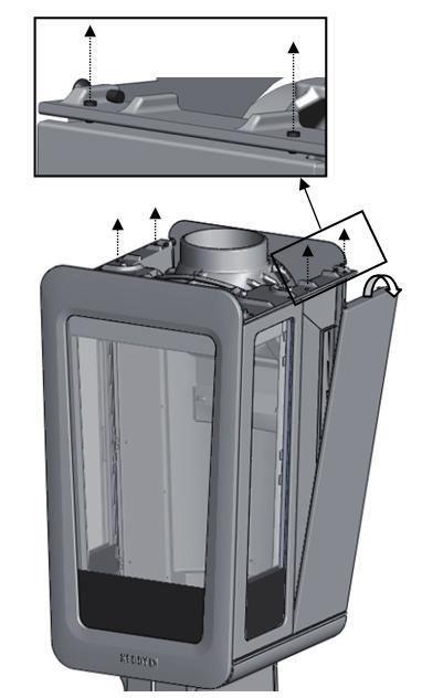 Please note that the lower part of the cast iron panel are located with two heels that fit into two holes in the stove body.