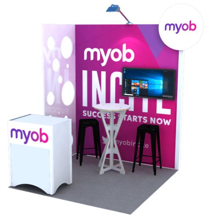 Premium Stand Package inclusions 2m x 2.4m Velcro compatible wall 2m x 2.