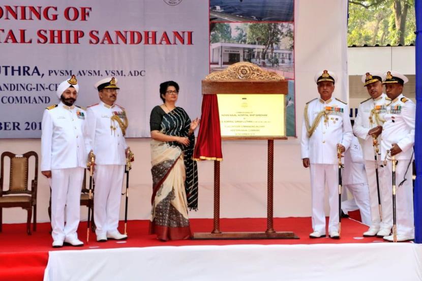 DEFENCE Indian Navy commissions its 10 th naval Hospital ship, INHS Sandhani at the naval station Karanja in the Raigad district of Maharashtra The