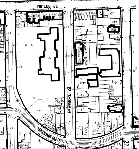 IMAGES: arrows mark the location of the property at 230 Sherbourne Street 1.