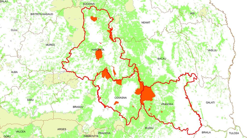 Protected areas and Natura 2000 SCI in the project area Project area covering aprox.
