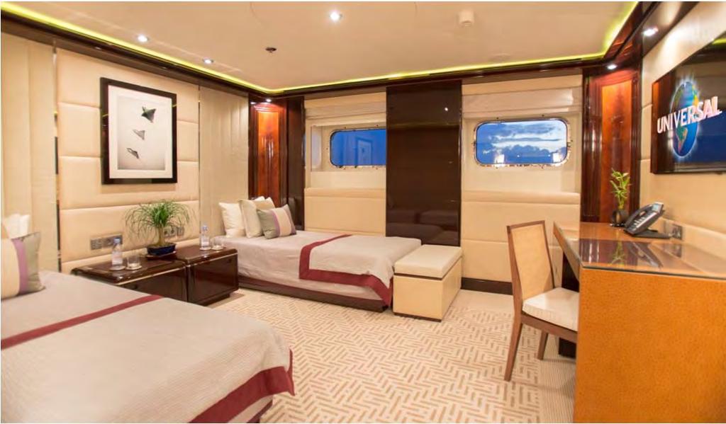 GUEST CABINS The two twin staterooms can be converted into additional king bedrooms.