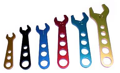 Flip to the "B" nut side to connect to -AN male. Wrenches are finest quality, precision cut, anodized (red) aluminum.