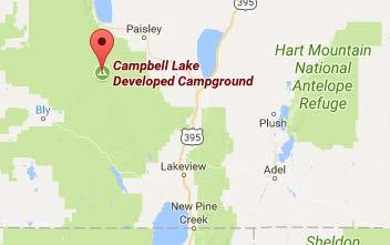 Paisley Campbell Lake Campground Park #8866295 Restrooms Rate: $6 Paisley, OR (541) 943-3114 Campbell Lake Biking, hiking, wildlife viewing, fishing, boating, swimming, horseback